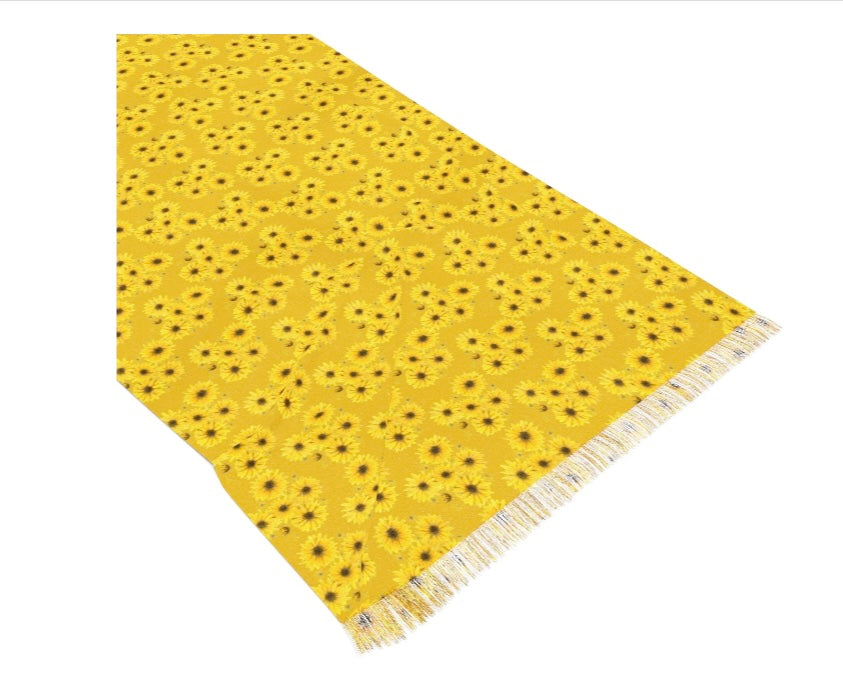 Australian Yellow paper native flower Lightweight Scarf – Ditsy Floral Fringe Wrap