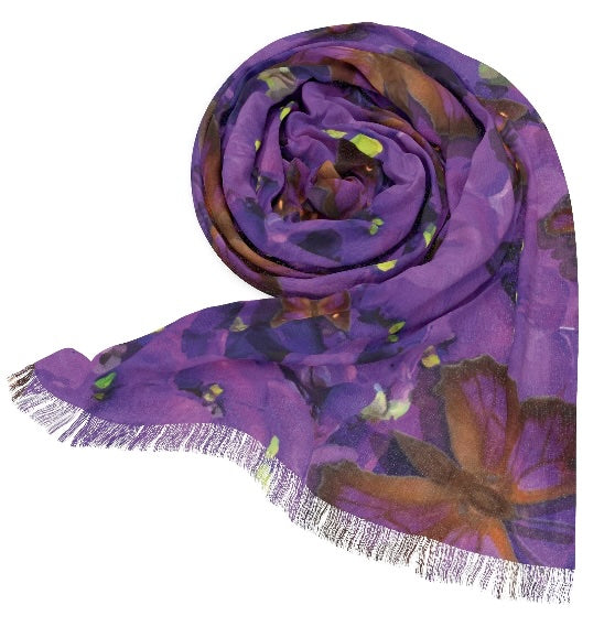 Australian Azure Butterfly Light Scarf — Floral Whimsical Wrap for Spring & Gifts