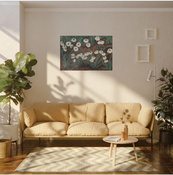 Australian Native Paper flower Field Matte Canvas Wall Art — Stretched Floral Canvas Print