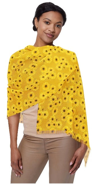 Australian Yellow paper native flower Lightweight Scarf – Ditsy Floral Fringe Wrap