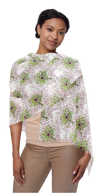 Light Scarf — Delicate Pastel Floral Pattern Scarf
