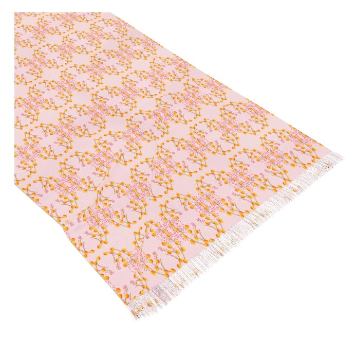 Pastel Pink Geometric with Australian yellow wattle Light Scarf — Lightweight Spring Fashion Wrap