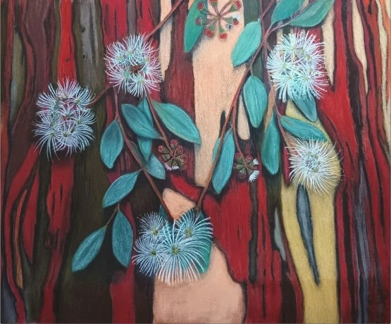 Snow Gum Eucalyptus Tree and Blossoms Matte Canvas Print