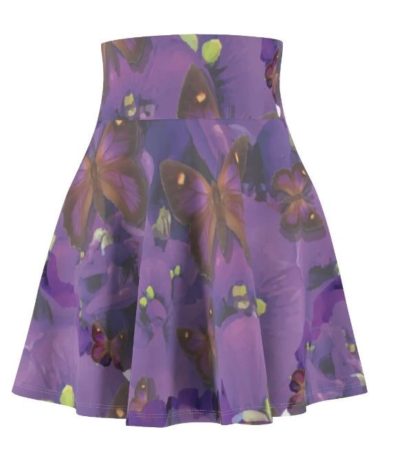 Women's Skater Skirt Azure Butterfly